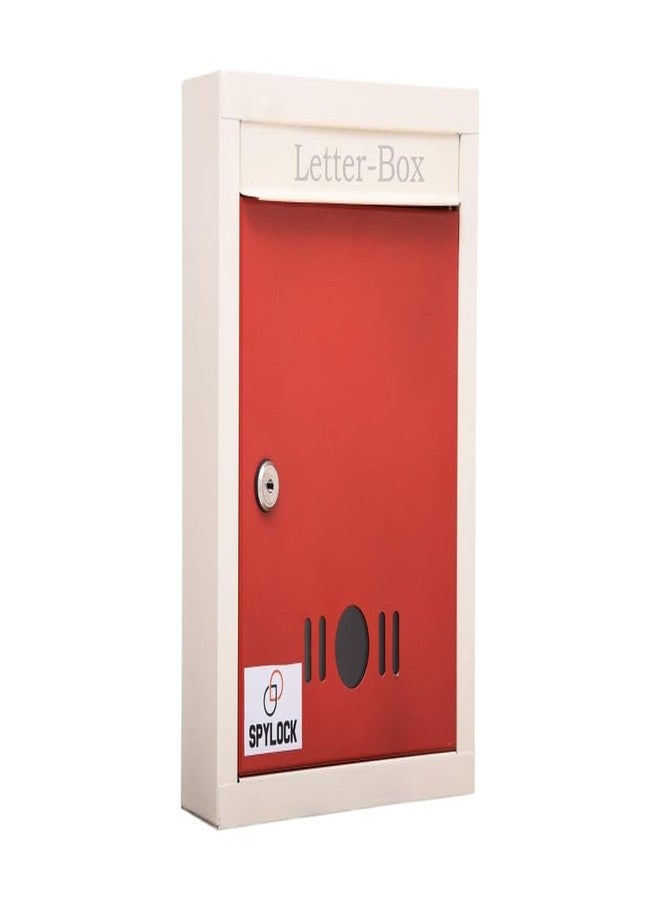 SPYLOCK Heavy Metal Letter Box Wall Mount Mailbox Red | 9×11×3 inch Post Box with Key Lock for Home Gate Office Apartment Society Use | Weather Resistant Secure Document Storage Box - Image 1